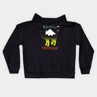 Behold A Meowtain Funny Mountain Cat Kids Hoodie